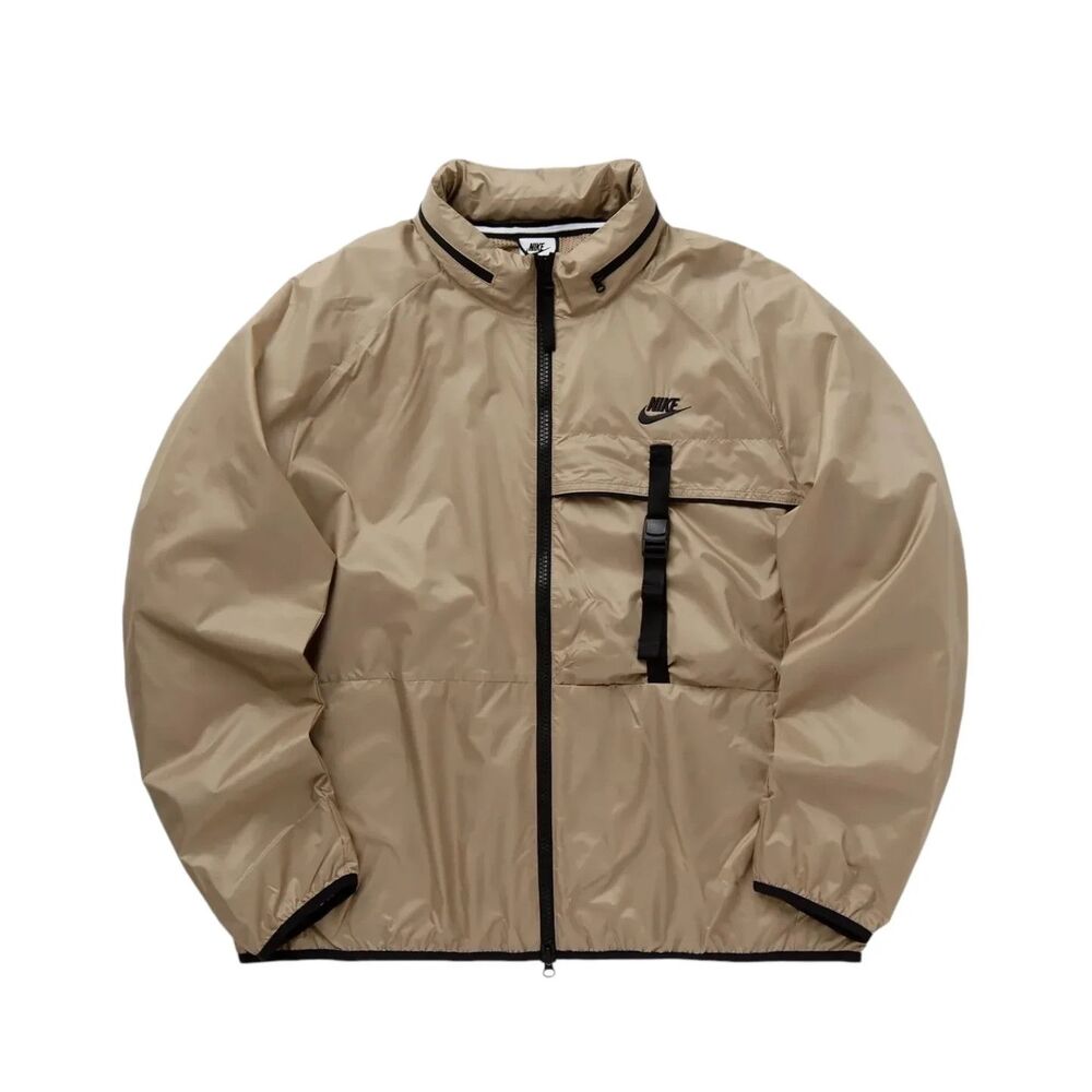 Nike Sportswear Tech Men Size XL Woven Loose Fit Packable Jacket Tan FB7903-247